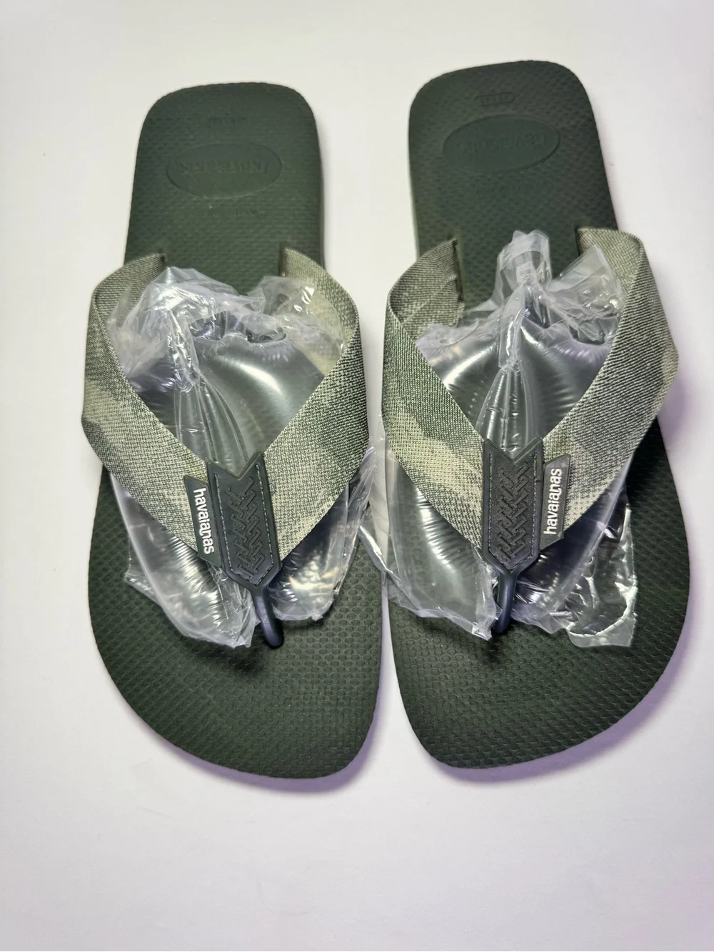 Havaianas Olive Green Canvas Crossover Flip Flops